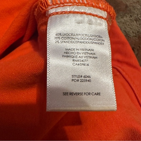 CAbi #6046 Coral Orange Utility Trouser Ankle Crop Pants Size 12 - Picture 5 of 12